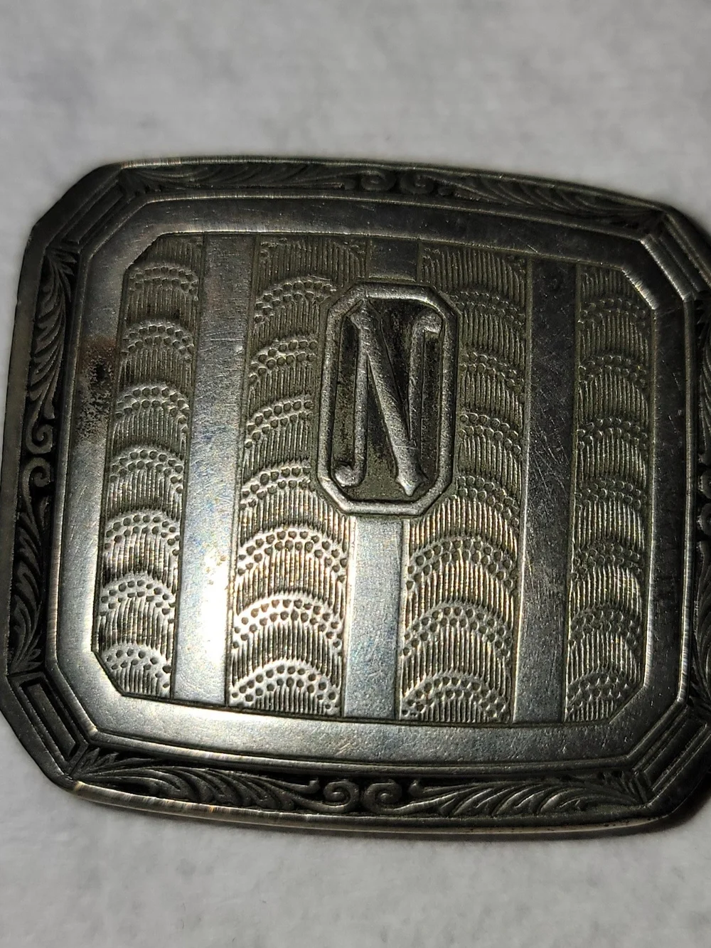 Vintage Silver Plated Monogrammed 'N' Belt Buckle